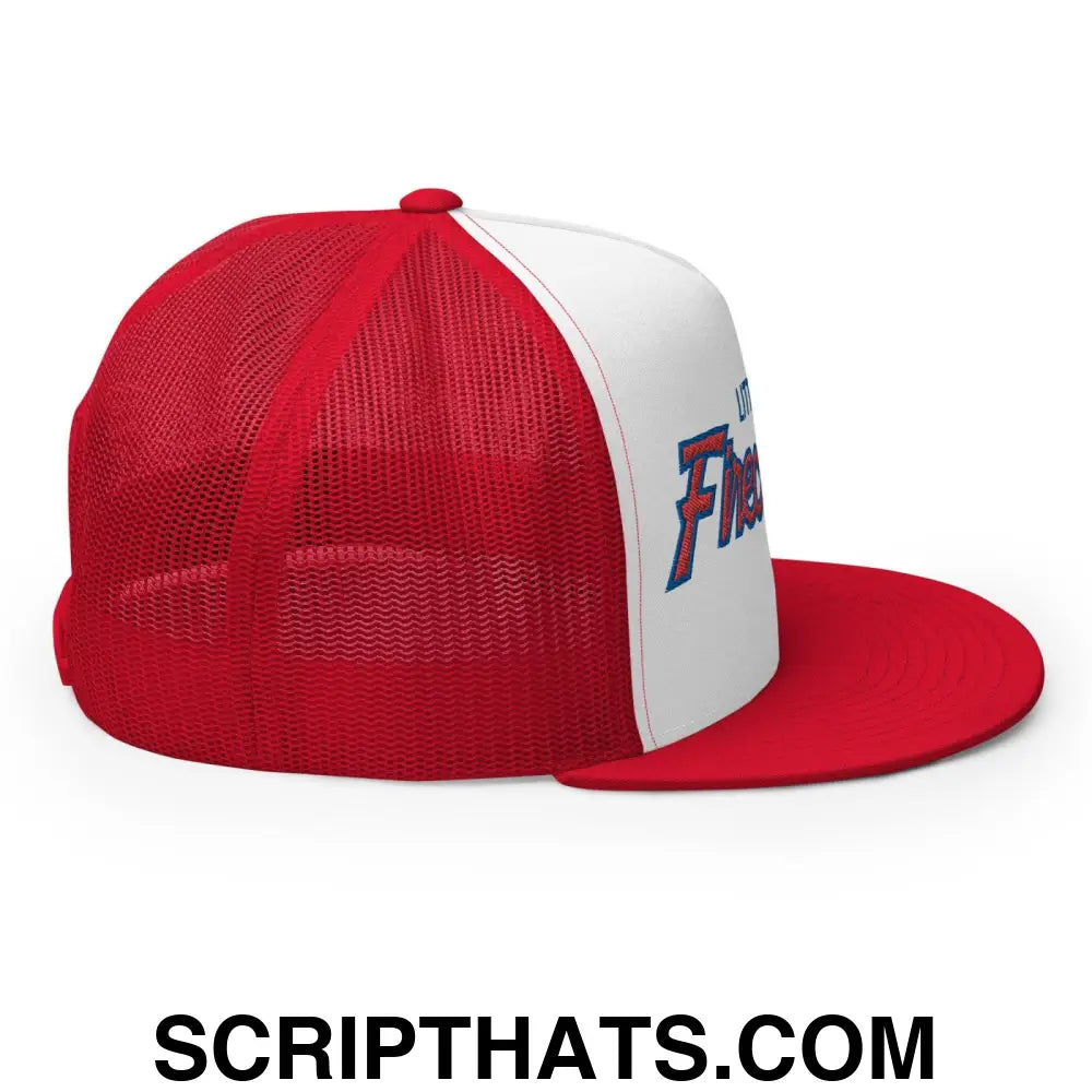 Little Miss Firecracker 4th of July Funny Snapback Trucker Hat Red White Red