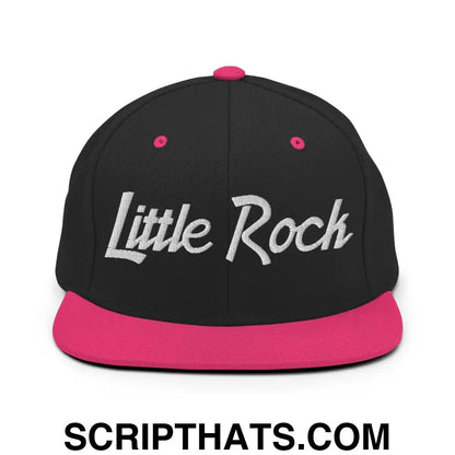 Little Rock Script Snapback Hat Black Neon Pink