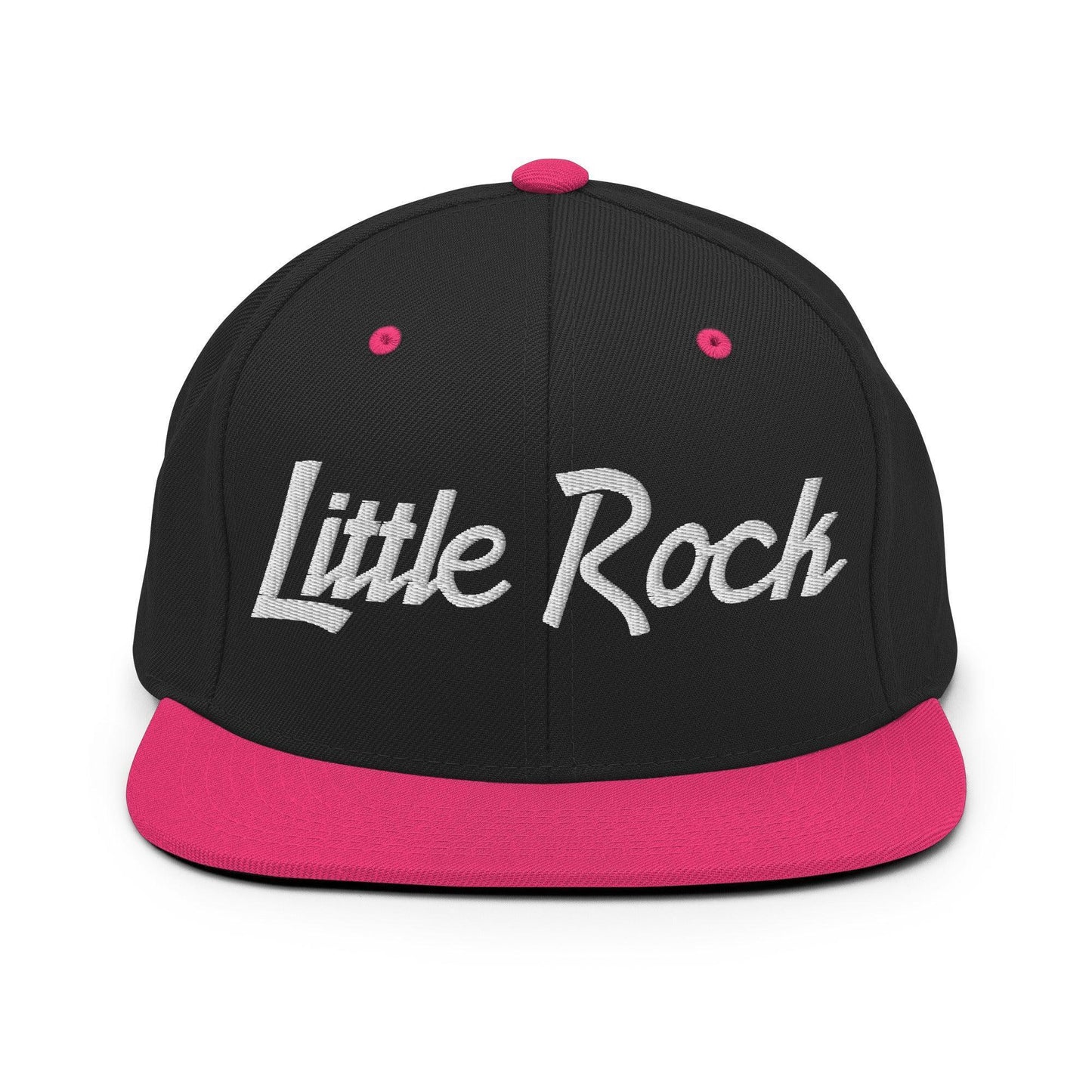 Little Rock Script Snapback Hat Black Neon Pink