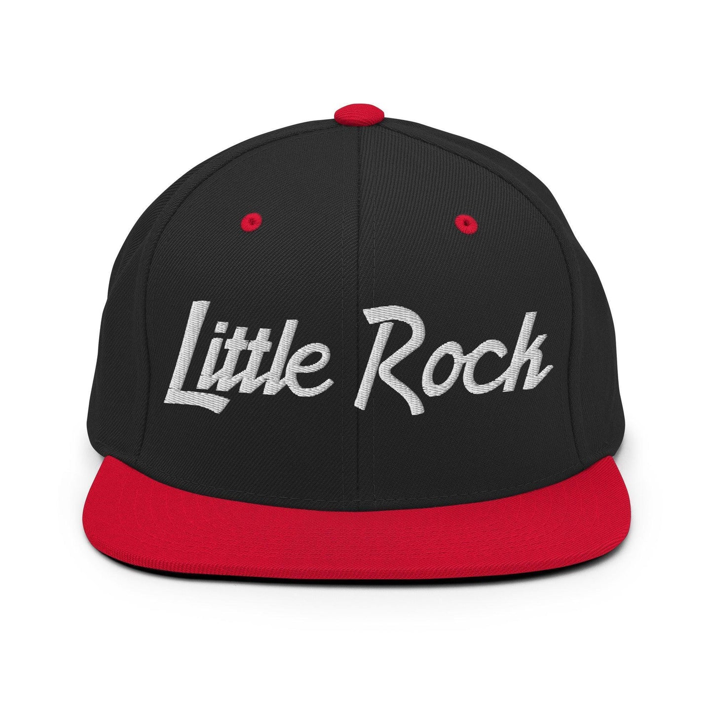 Little Rock Script Snapback Hat Black Red