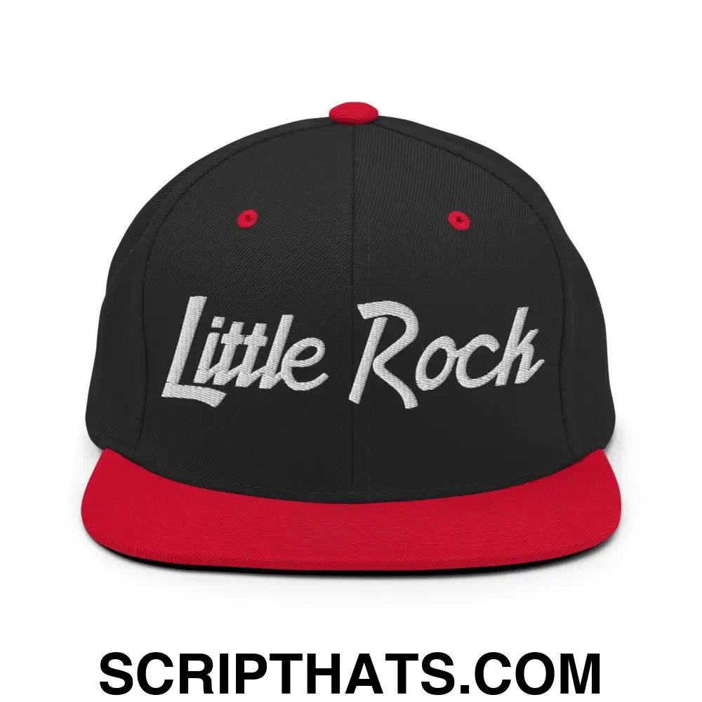 Little Rock Script Snapback Hat Black Red