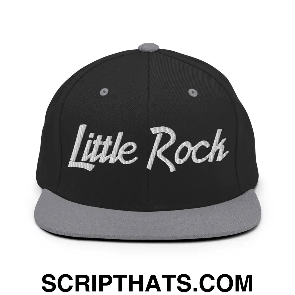 Little Rock Script Snapback Hat Black Silver