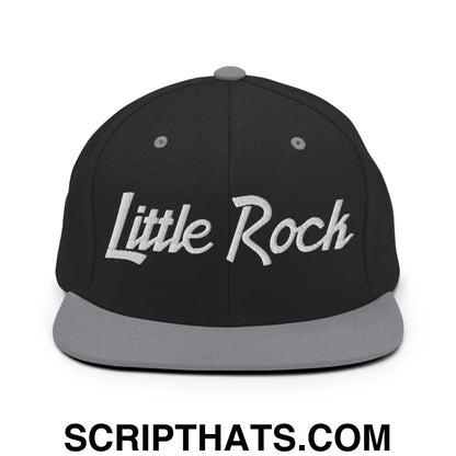 Little Rock Script Snapback Hat Black Silver