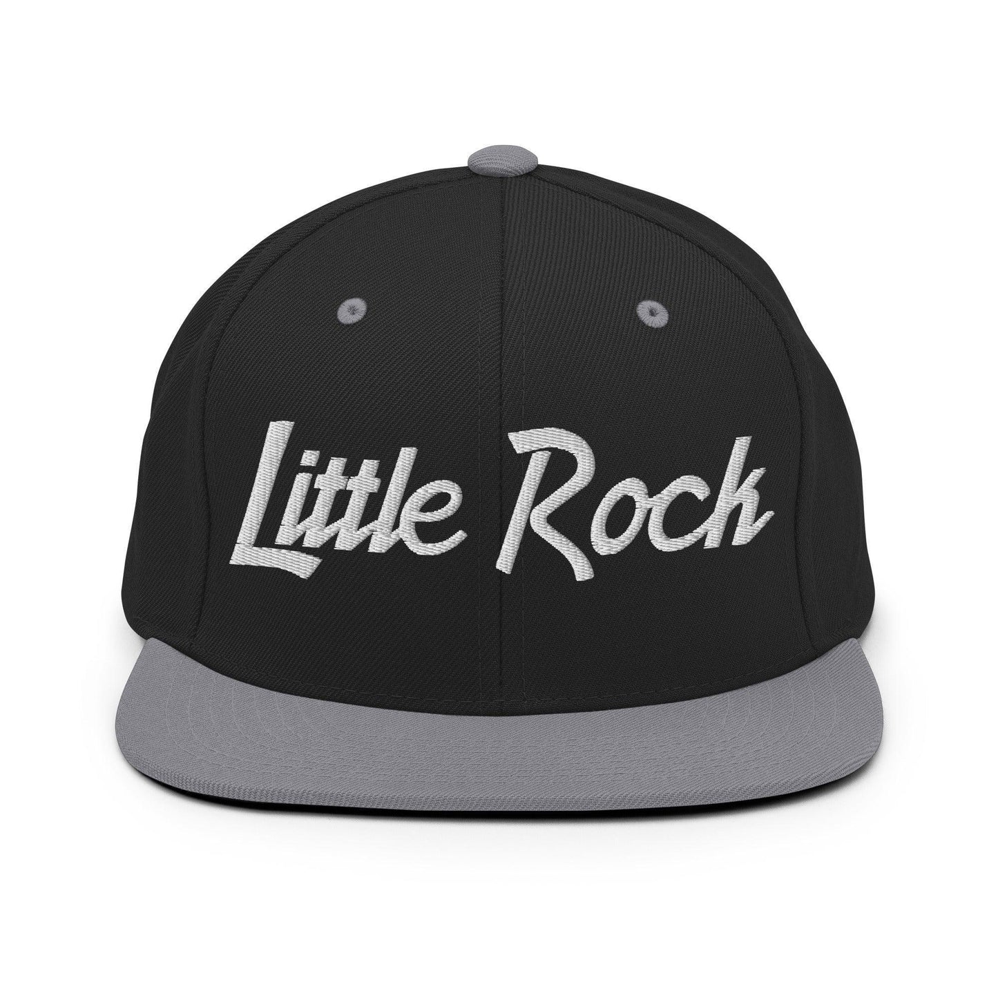 Little Rock Script Snapback Hat Black Silver