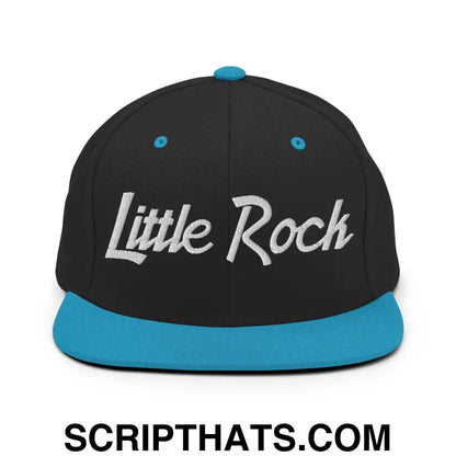 Little Rock Script Snapback Hat Black Teal