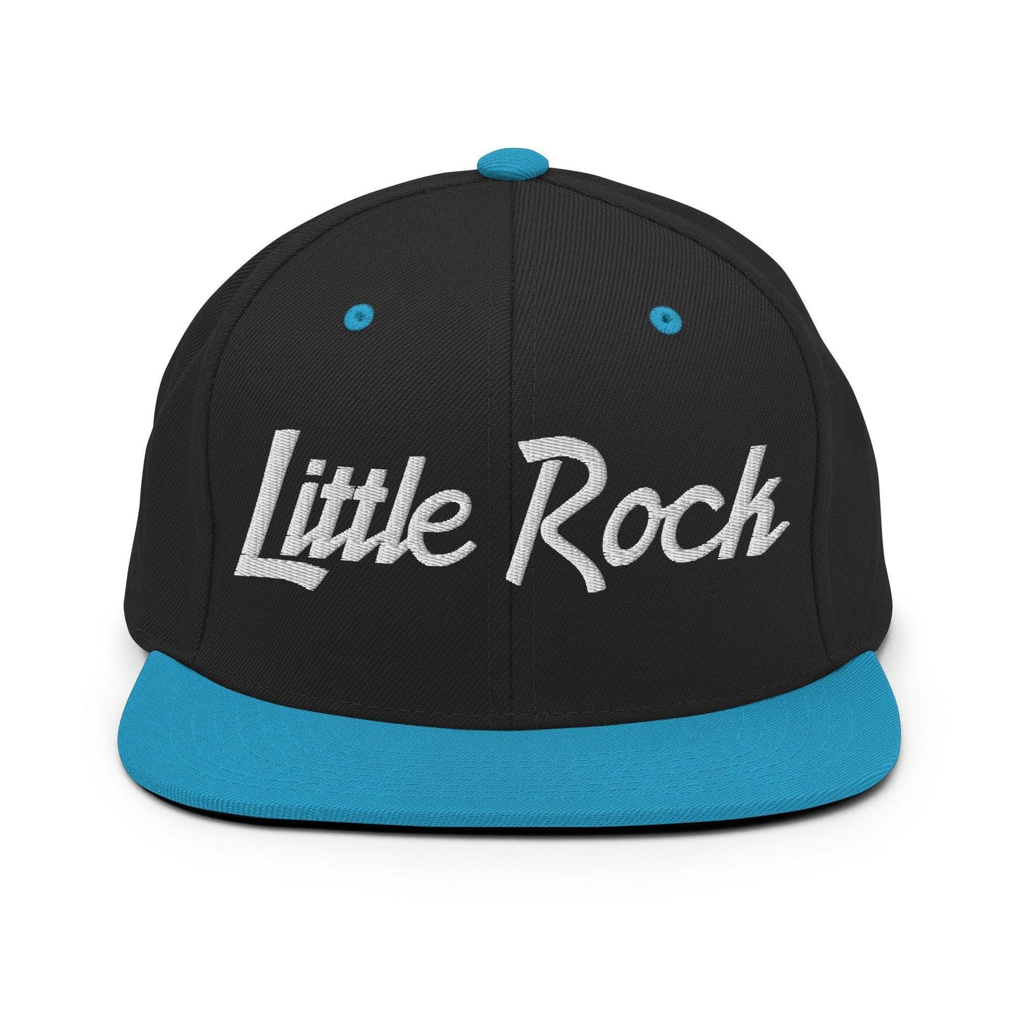 Little Rock Script Snapback Hat Black Teal