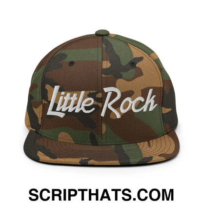 Little Rock Script Snapback Hat Green Camo