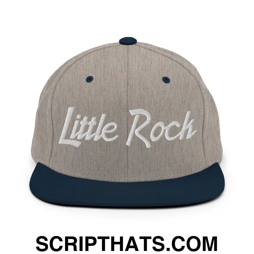 Little Rock Script Snapback Hat Heather Grey Navy