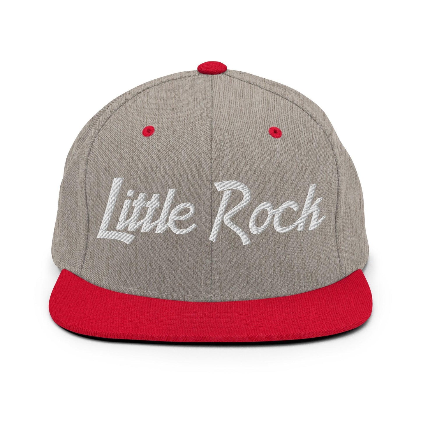 Little Rock Script Snapback Hat Heather Grey Red