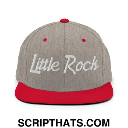 Little Rock Script Snapback Hat Heather Grey Red