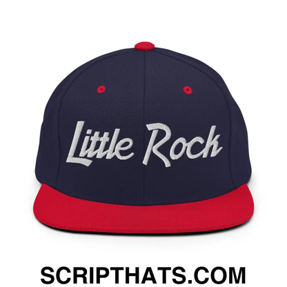 Little Rock Script Snapback Hat Navy Red