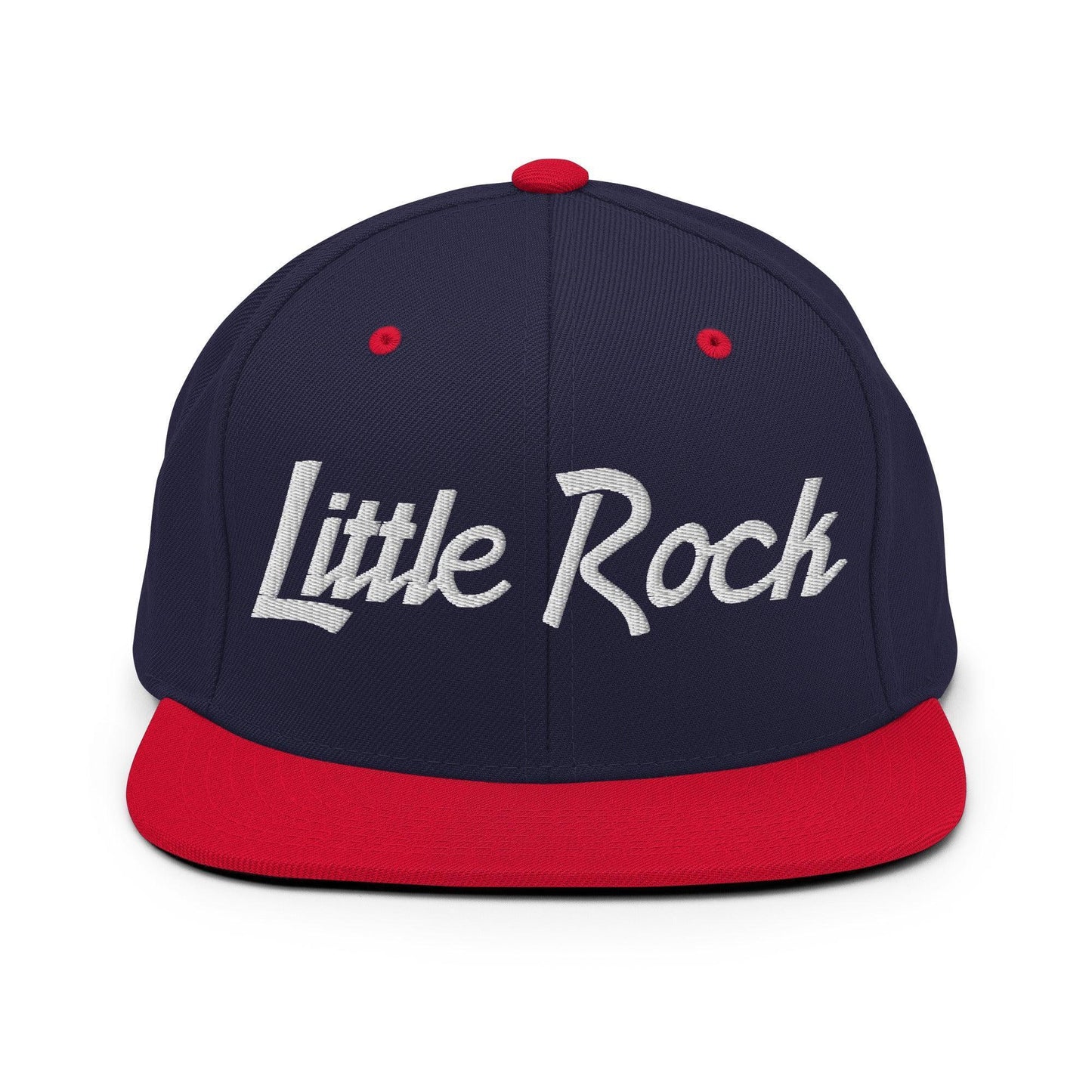 Little Rock Script Snapback Hat Navy Red