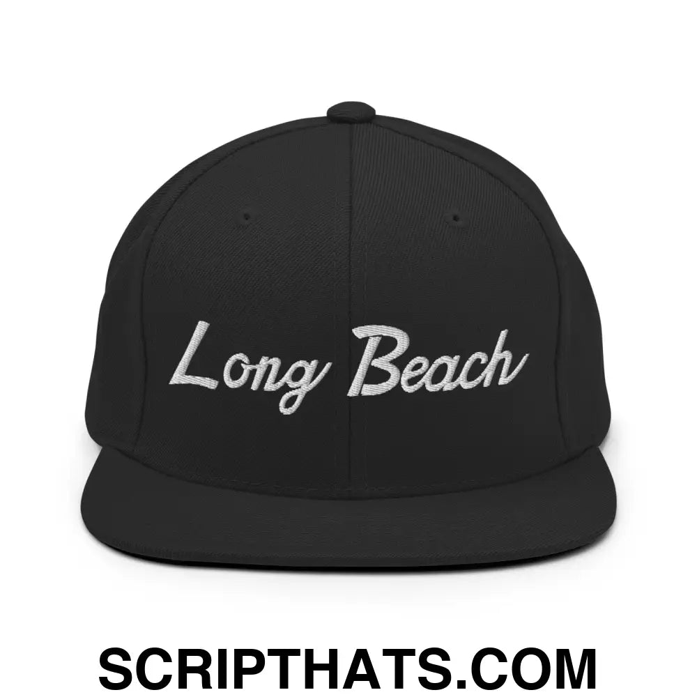 Long Beach II Script Snapback Hat Black