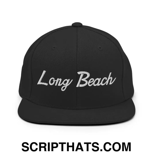 Long Beach II Script Snapback Hat Black