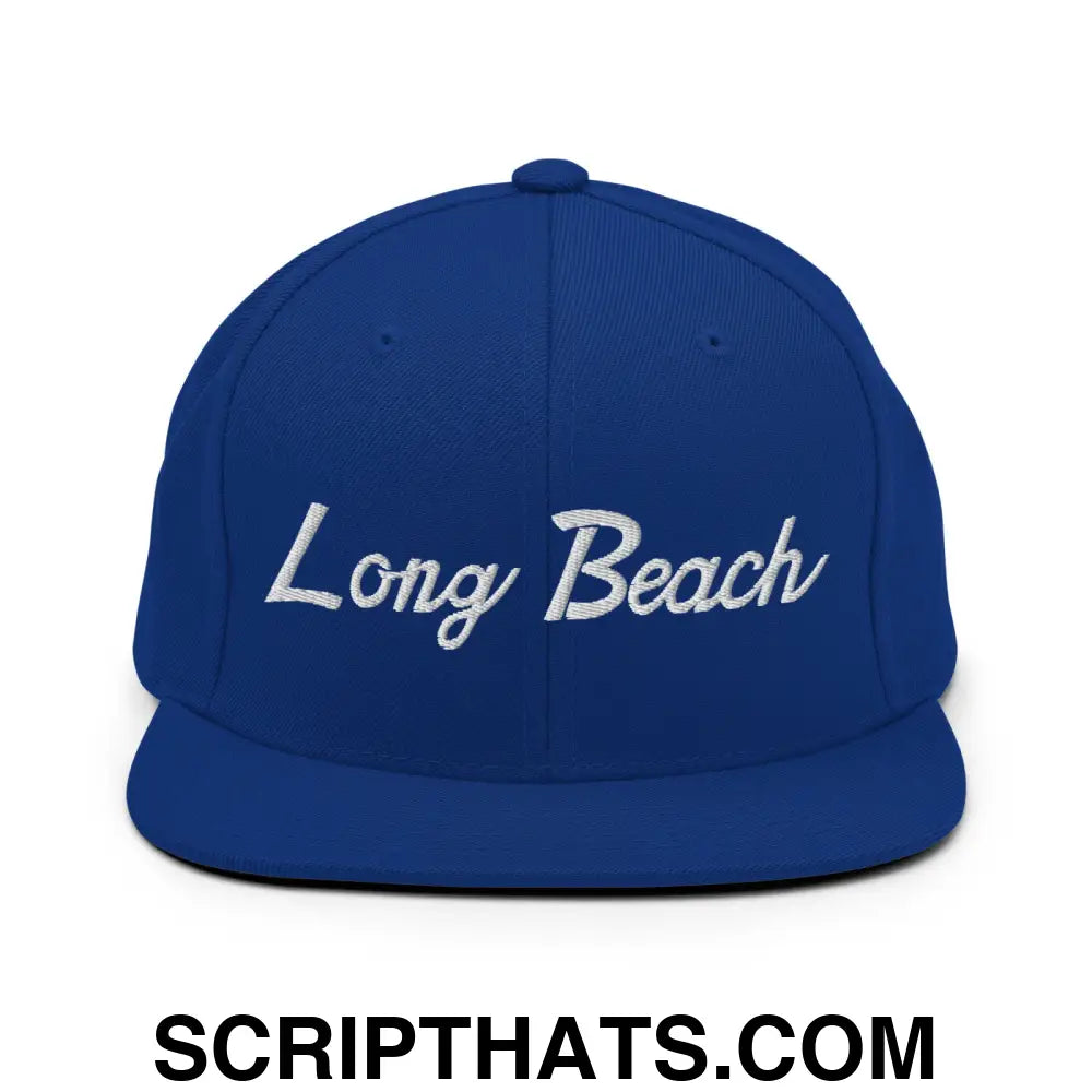 Long Beach II Script Snapback Hat Royal Blue