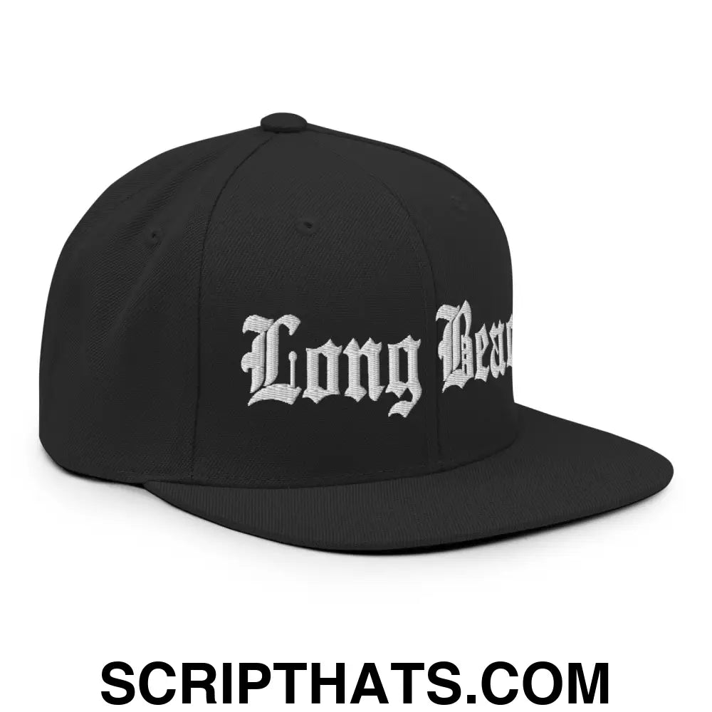 Long Beach Old English Snapback Hat Black