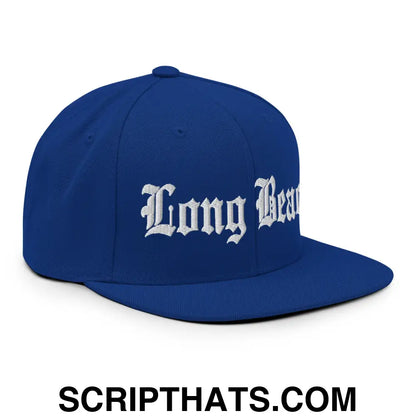 Long Beach Old English Snapback Hat Royal Blue