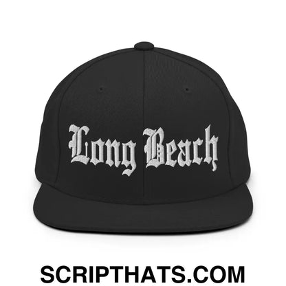 Long Beach Old English Snapback Hat Black