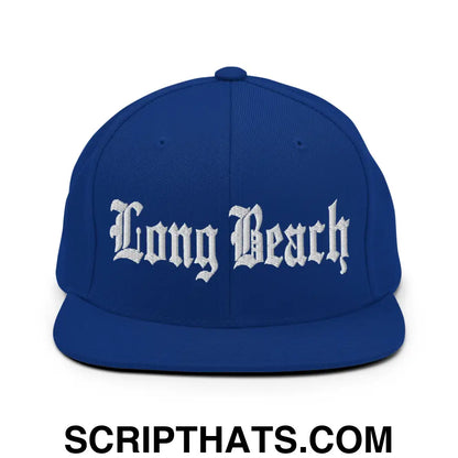 Long Beach Old English Snapback Hat Royal Blue