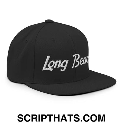 Long Beach Script Snapback Hat Black