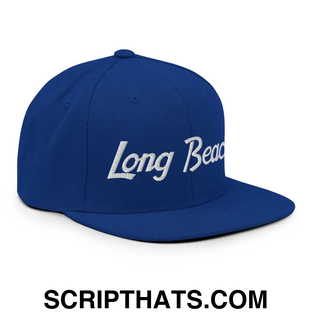 Long Beach Script Snapback Hat Royal Blue