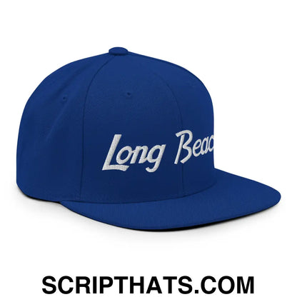 Long Beach Script Snapback Hat Royal Blue