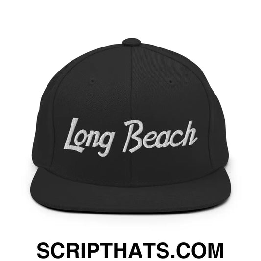 Long Beach Script Snapback Hat Black