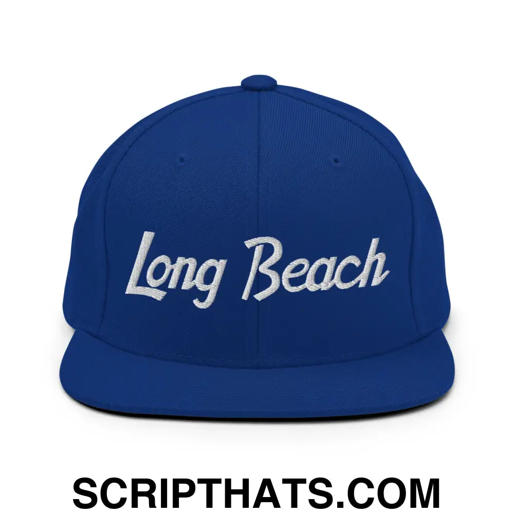 Long Beach Script Snapback Hat Royal Blue