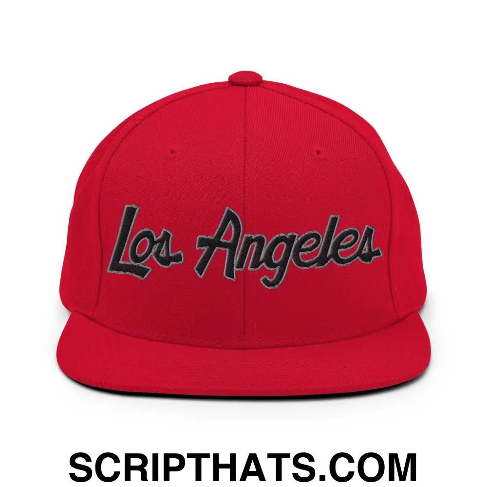 Los Angeles Baseball Script Snapback Hat Red