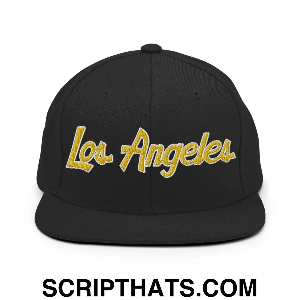 Los Angeles College Script Snapback Hat Black