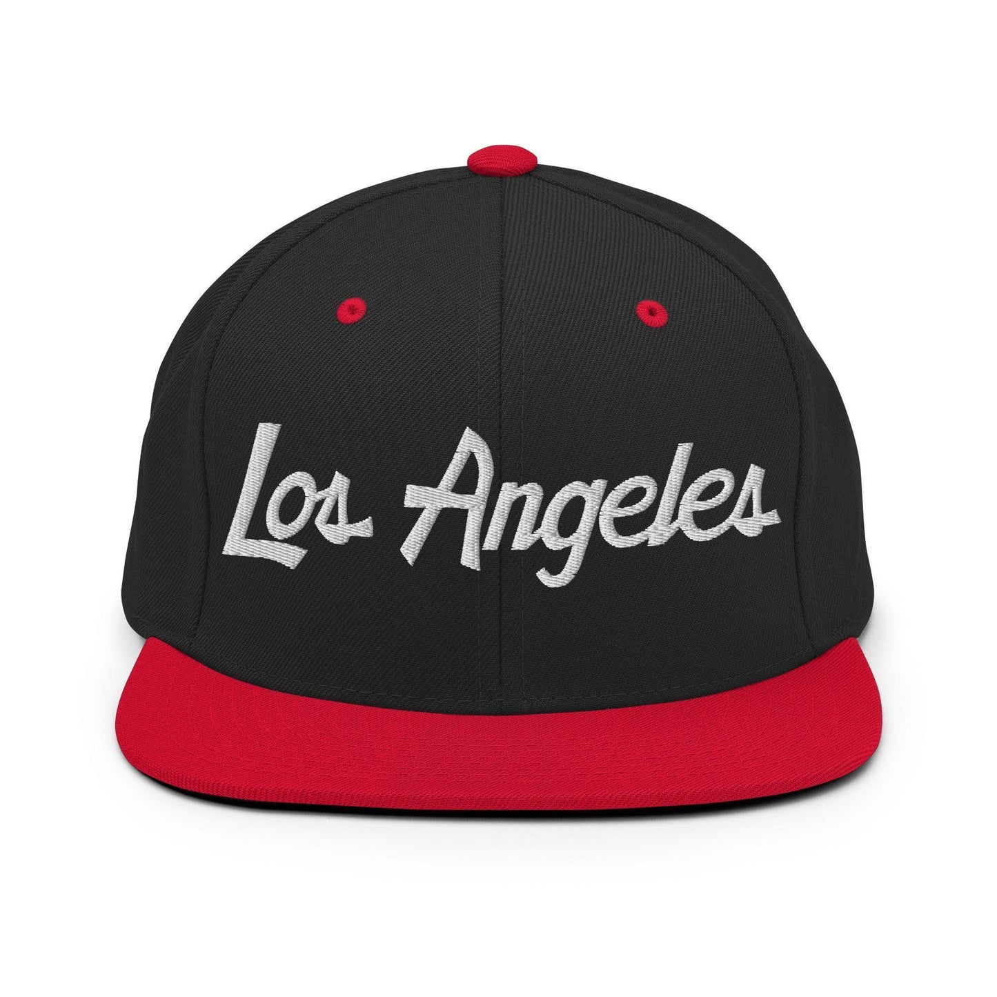 Los Angeles Script Snapback Hat Black Red