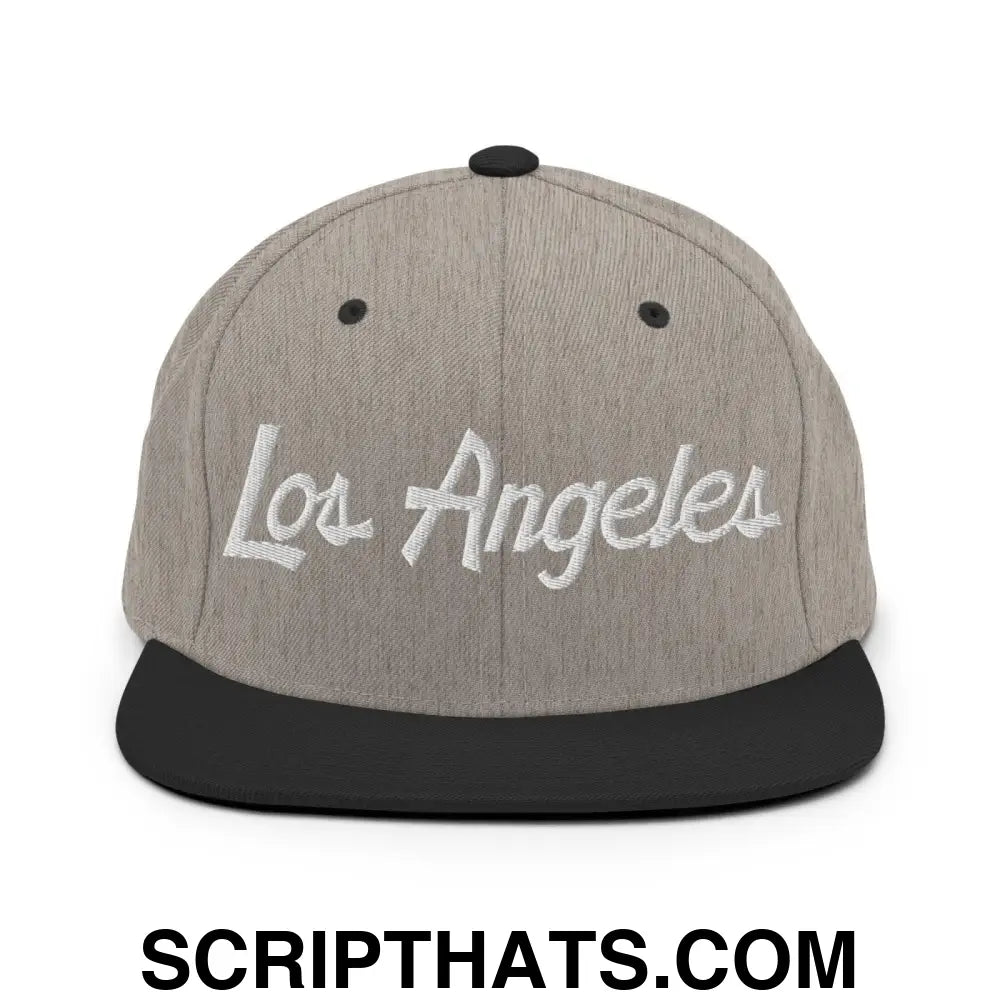 Los Angeles Script Snapback Hat Heather Black