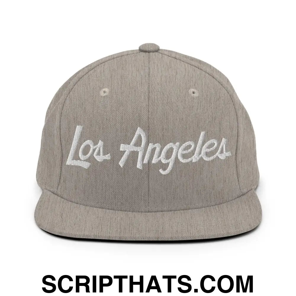 Los Angeles Script Snapback Hat Heather Grey