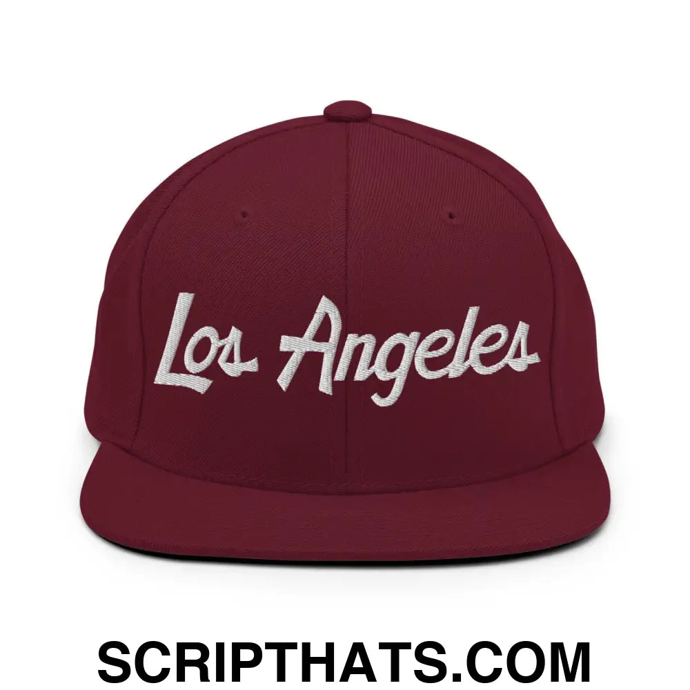 Los Angeles Script Snapback Hat Maroon