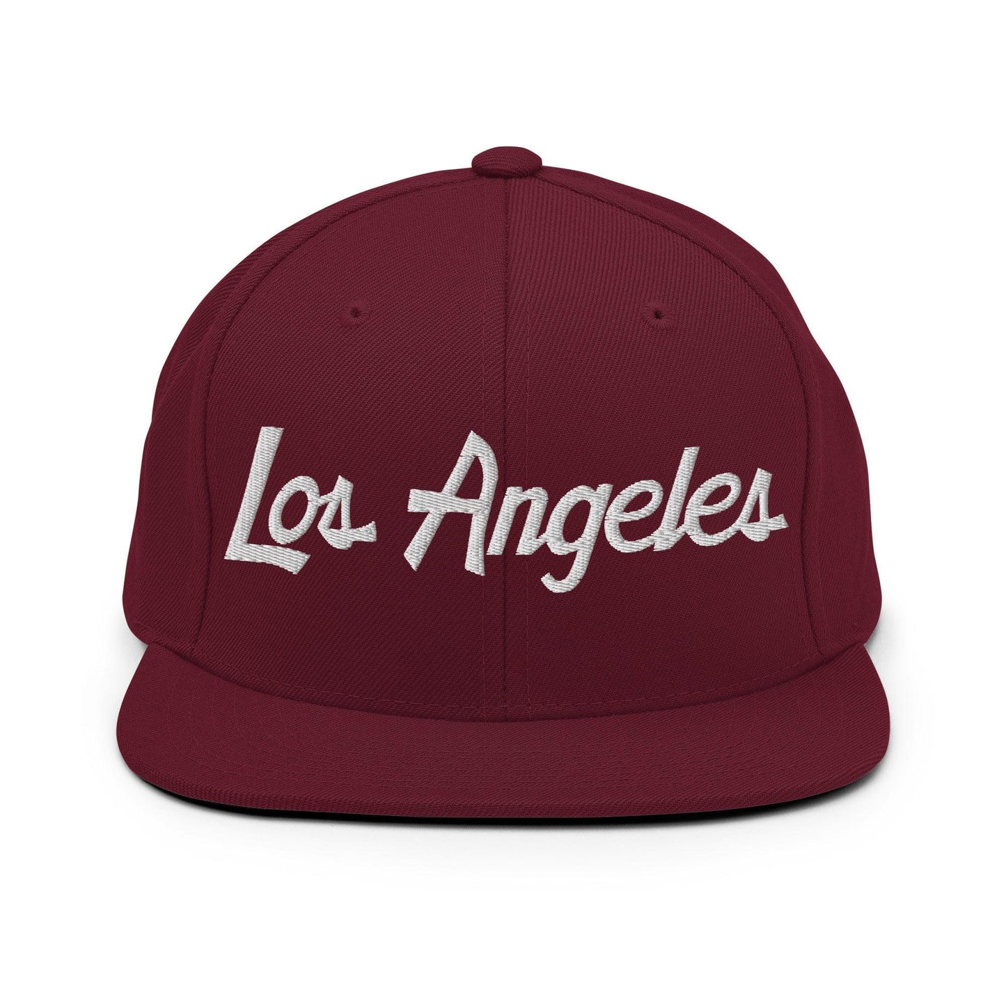 Los Angeles Script Snapback Hat Maroon