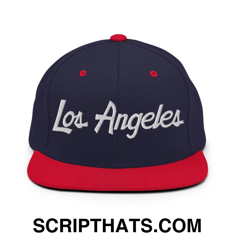 Los Angeles Script Snapback Hat Navy Red