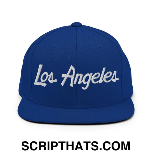 Los Angeles Script Snapback Hat Royal Blue