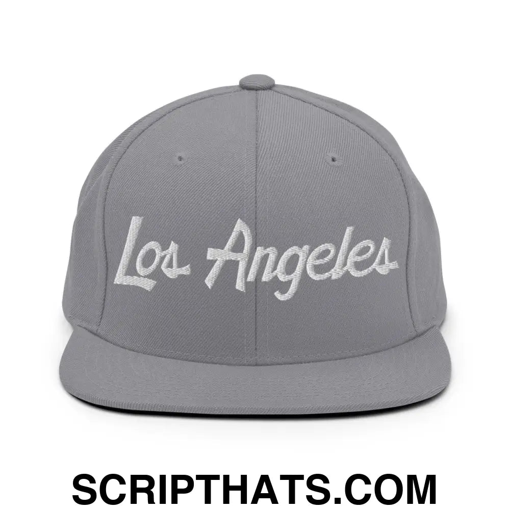 Los Angeles Script Snapback Hat Silver