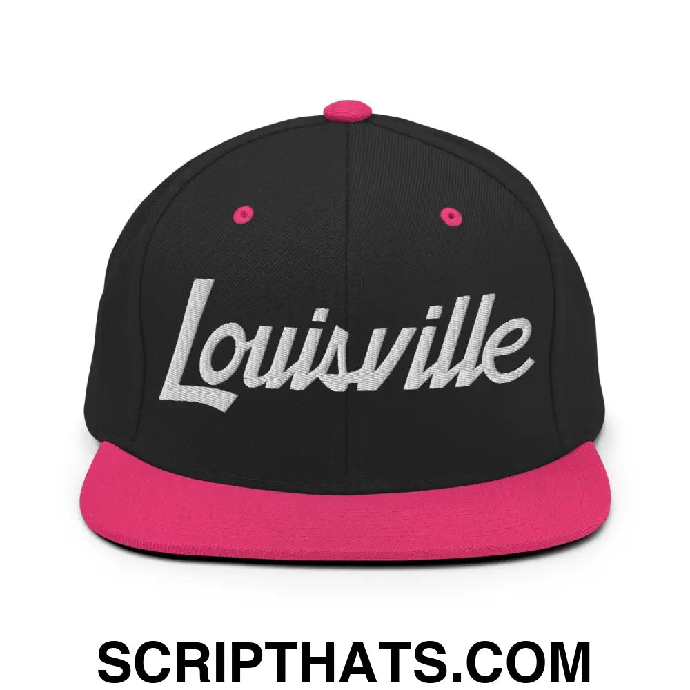 Louisville Script Snapback Hat Black Neon Pink