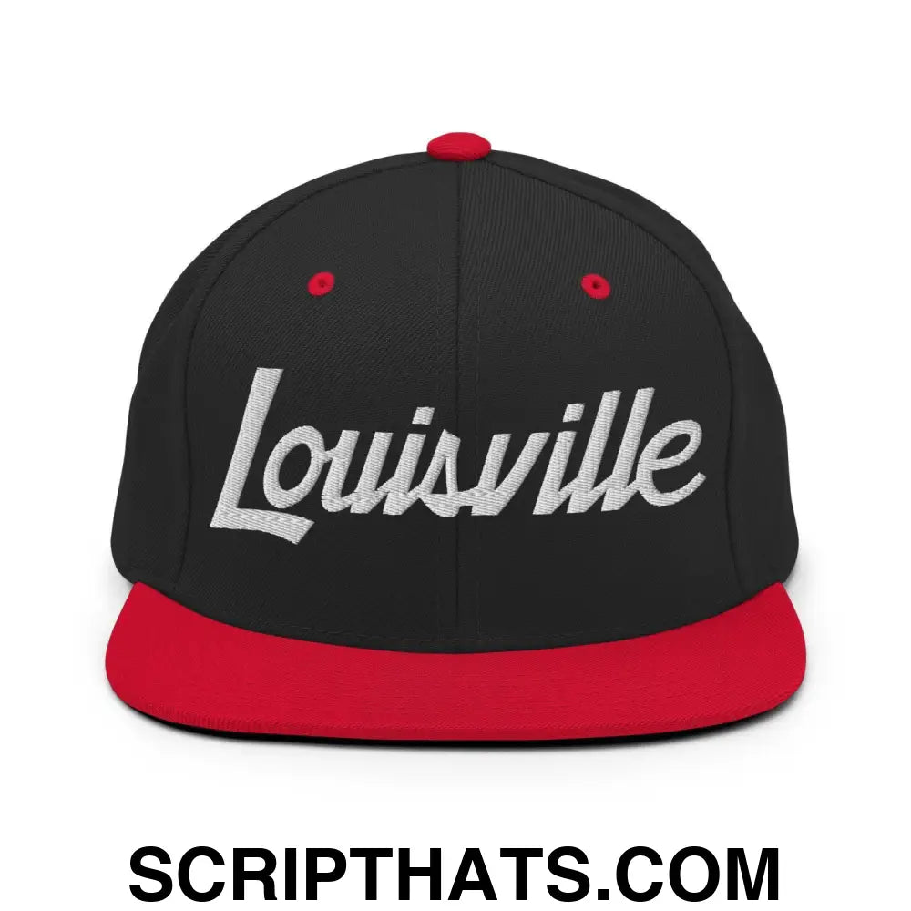 Louisville Script Snapback Hat Black Red