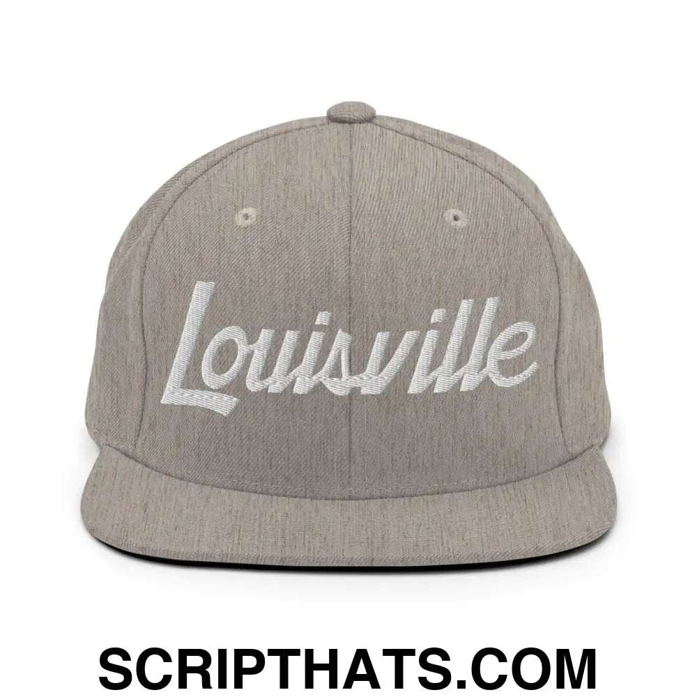 Louisville Script Snapback Hat Heather Grey