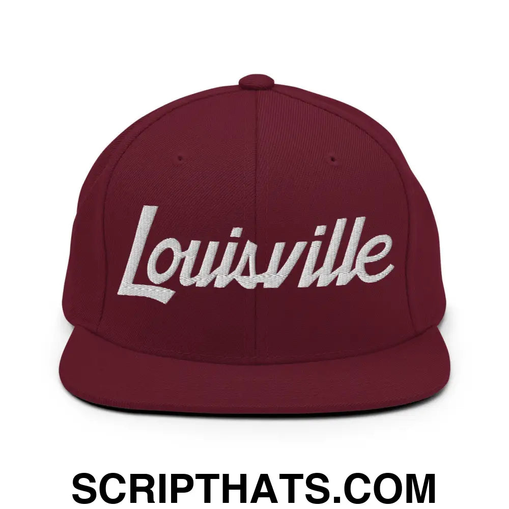 Louisville Script Snapback Hat Maroon