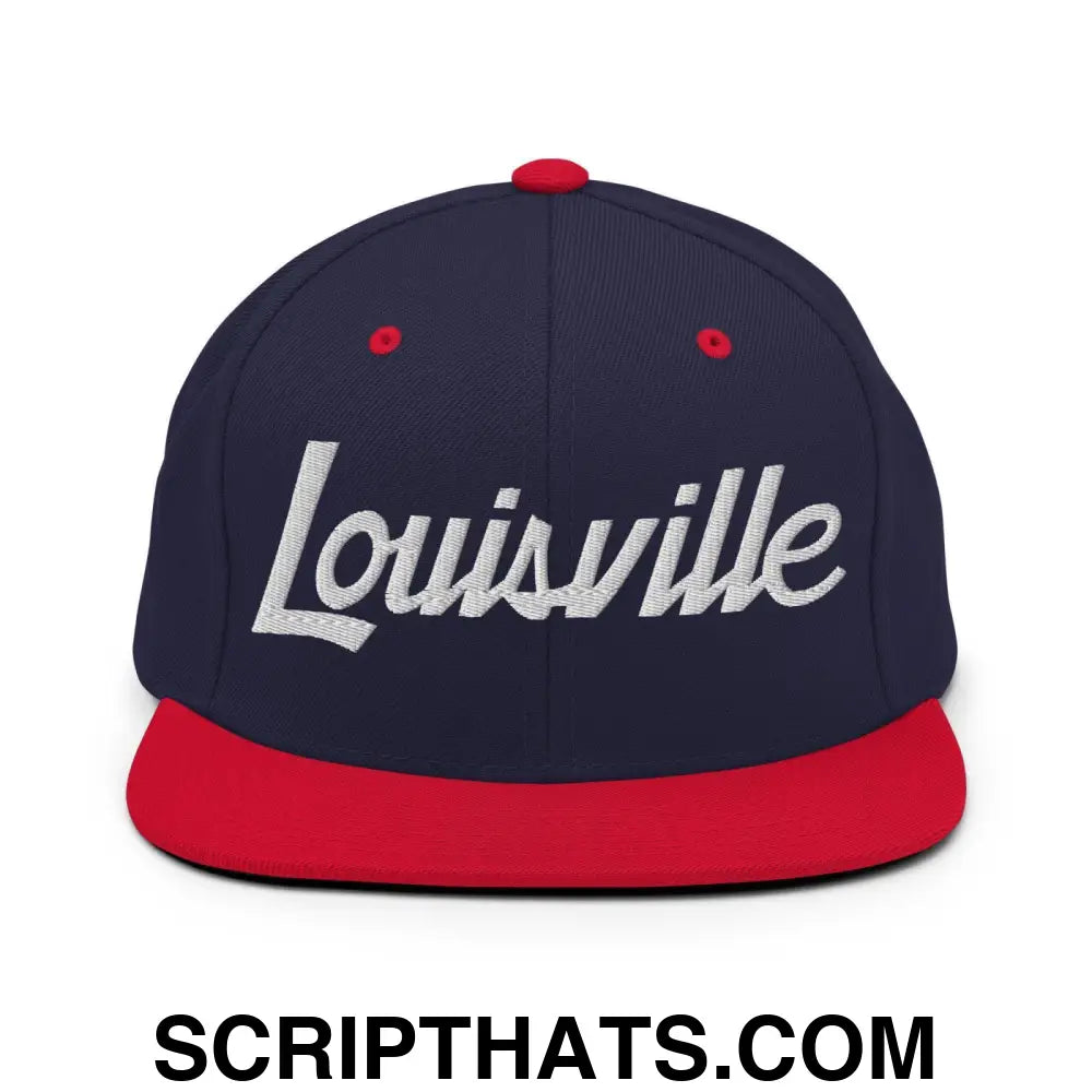 Louisville Script Snapback Hat Navy Red