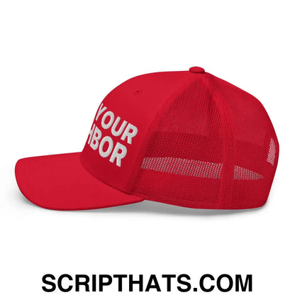 Love Your Neighbor Retro Trucker Hat Red