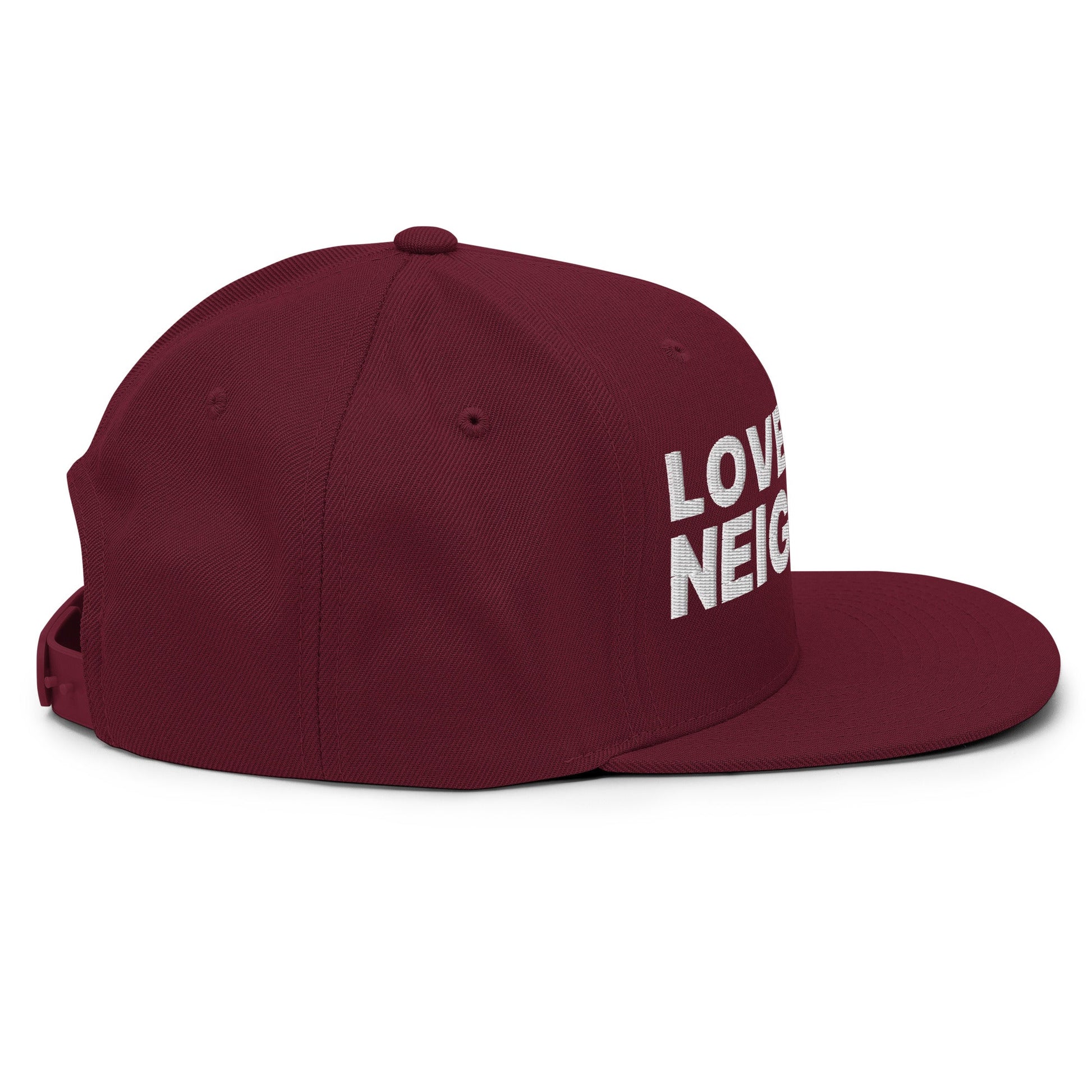 Love Your Neighbor Snapback Hat Maroon