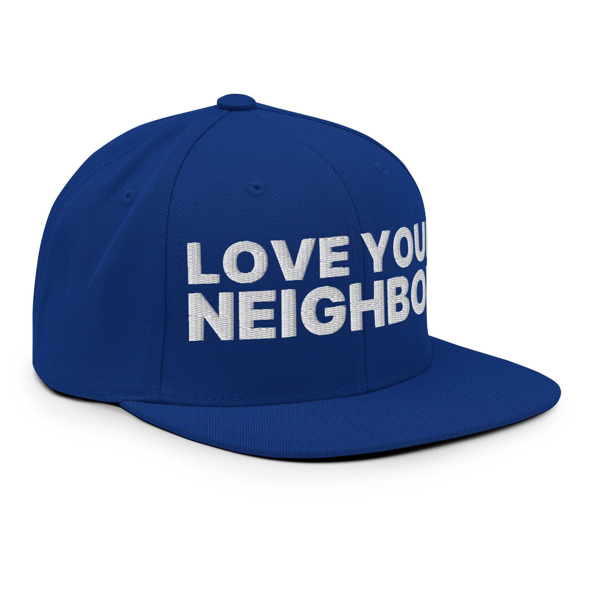 Love Your Neighbor Snapback Hat Royal Blue