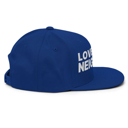 Love Your Neighbor Snapback Hat Royal Blue