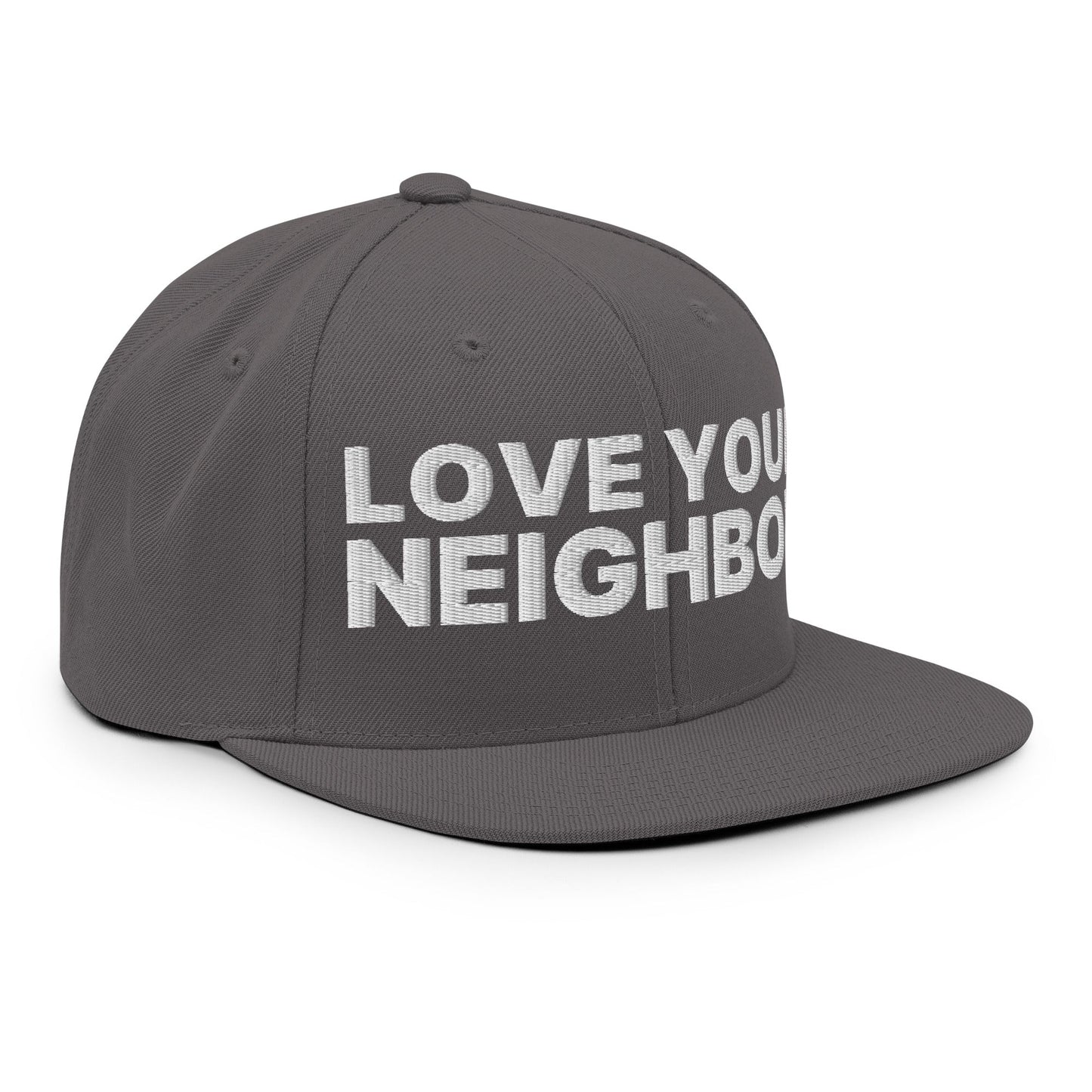 Love Your Neighbor Snapback Hat Dark Grey