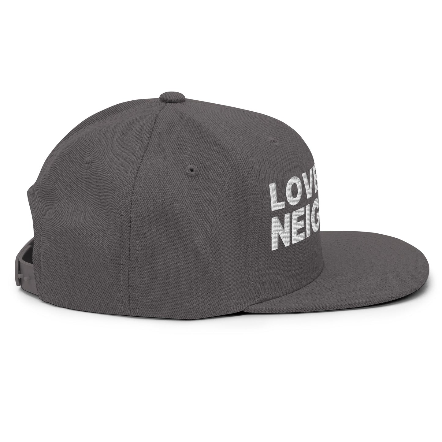 Love Your Neighbor Snapback Hat Dark Grey