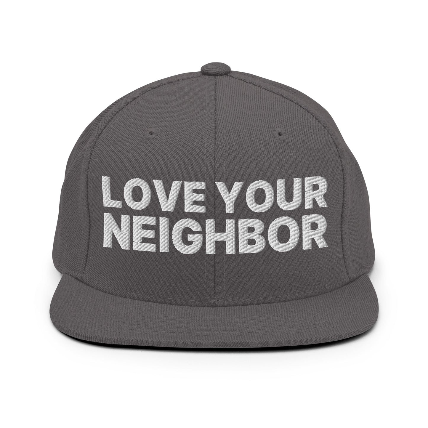 Love Your Neighbor Snapback Hat Dark Grey